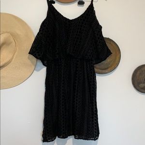 Chevron black and velvet dress.